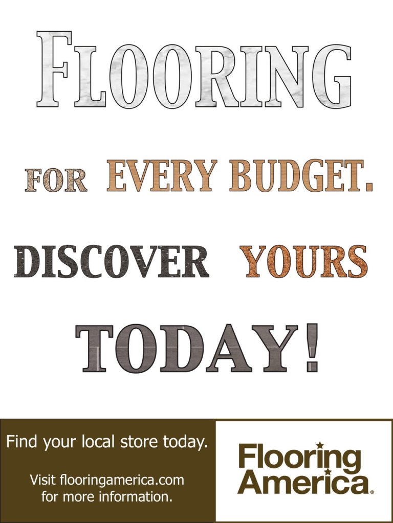 A texture ad mockup with the text, "Flooring for every budget. Discover yours today!"